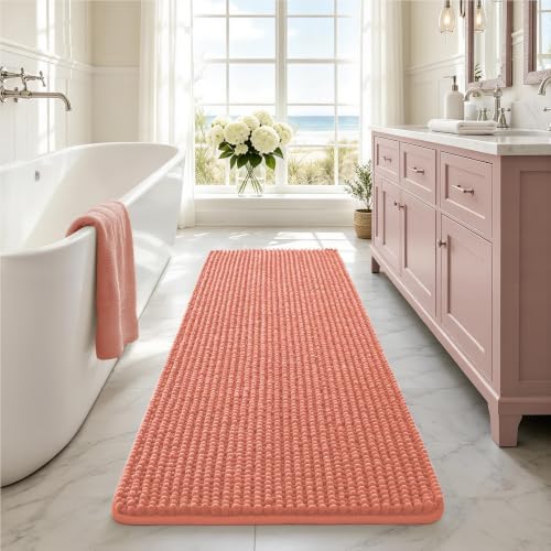 Ophanie Orange Bathroom Runner Rugs 60x24, Soft Chenille Bath Mat, Non Slip by Ophanie