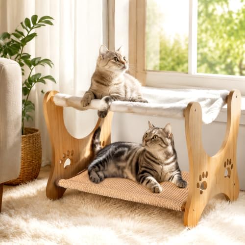 2-in-1 Cat Scratcher Bed with Removable Sisal Scratching Mat Plush Cushion by Unknown