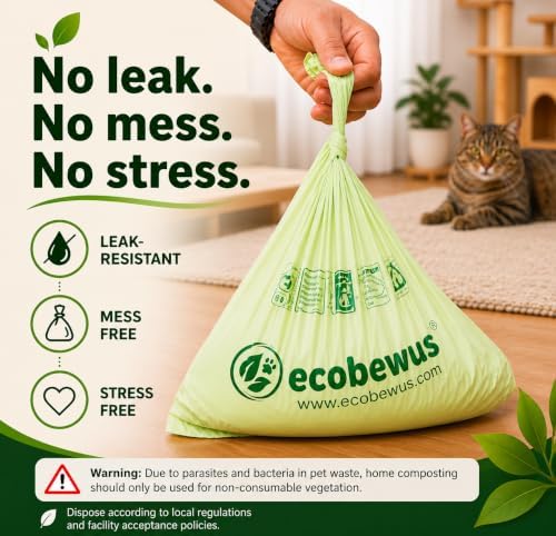 Certified Compostable Cat Litter Waste Bags, BPI Certified 16" x 12", Unscented - Image 4