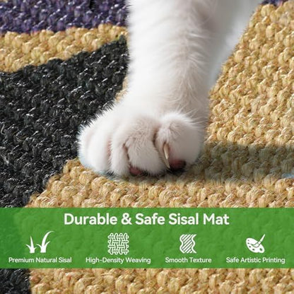 3-in-1 Sisal Cat Scratcher Mat Floor & Wall Cat Scratching Pad 23.6x15.7'' - Image 2