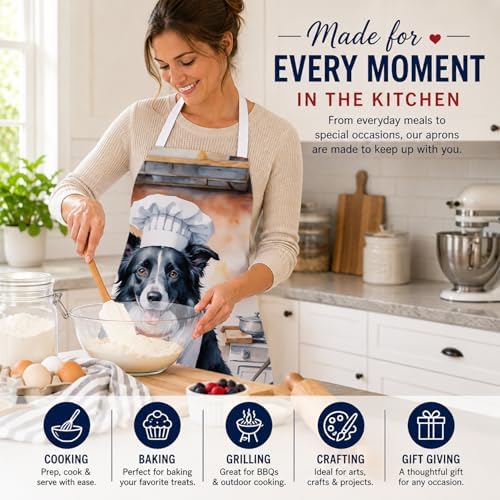 Caroline's Treasures Border Collie The Chef Apron Cooking Kitchen Server Baking - Image 6