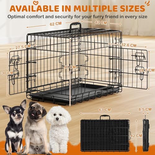 Yaheetech 24inch Double Door Dog Crate w/Divider, Collapsible Metal Kennel - Image 2