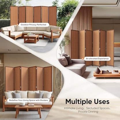 JOSTYLE 6 Panel Folding Privacy Screen 6ft Bamboo Freestanding Room Divider - Image 7