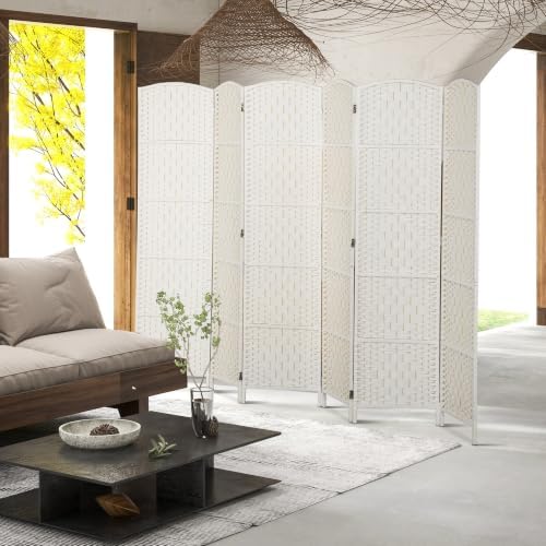 HOMCOM Room Divider 6 Panel Freestanding 6FT Tall Privacy Screen White - Image 6