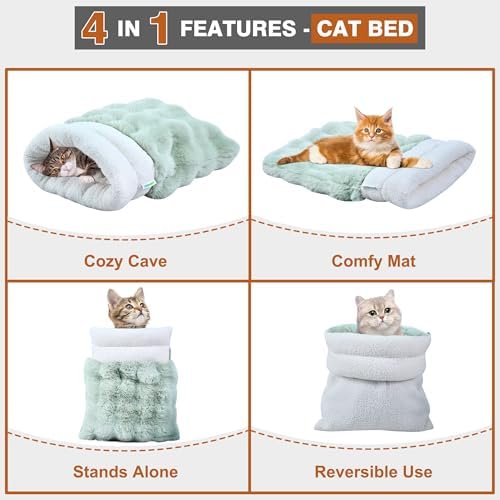 3 in 1 Semi-Enclosed Self Warming Burrow Cat Bed Sleeping Cave - Image 4