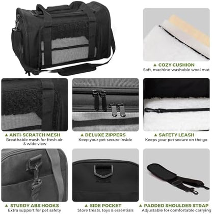 Soft-Sided Cat Carrier 18x11x11 in Expandable Travel Pet Bag 15LBS - Image 4