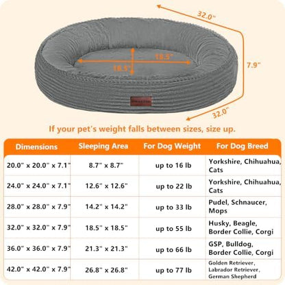 Dwanton Orthopedic Medium Dount Dog Bed, Egg-Crate Foam Round Dog Sofa - Image 6