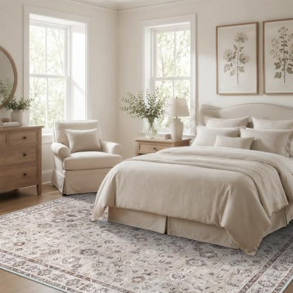 8x8 Area Rug Vintage Washable Large Carpet - Image 3