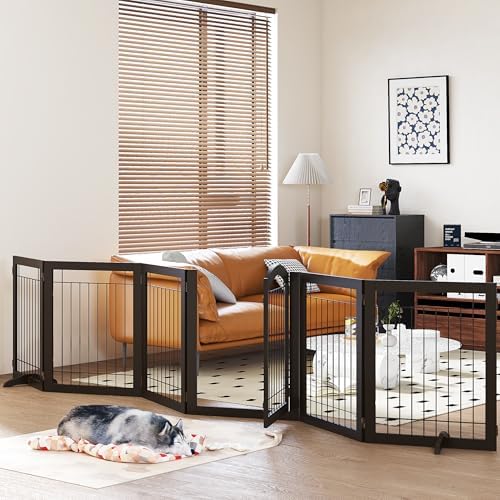 PAWLAND Dog Gate Indoor with Door, Freestanding by PAWLANDPetSupplies