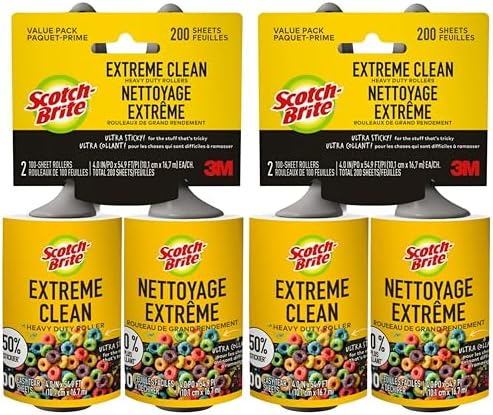 Scotch-Brite Extreme Clean Lint Roller, 50% Stickier, Heavy Duty Pet Hair and by Scotch-Brite