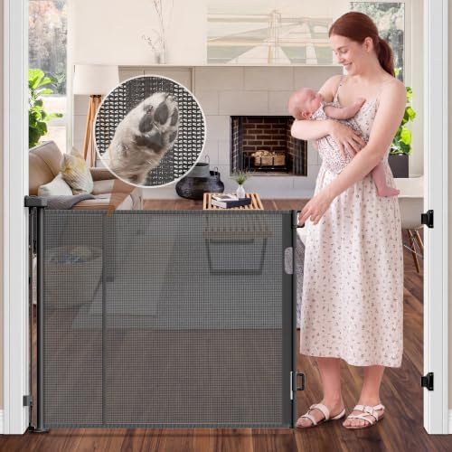 GRENFU Reinforced 59" Wide Retractable Baby Gates, Prevent Crawling Under by BabyPetProofingProducts