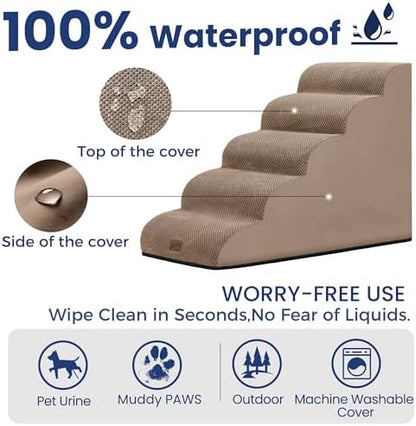 GoGoBunny Ramp Dog Stairs for High Beds 24.4" H, 5-Step Extra Wide Dog Slope - Image 7