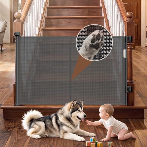 GRENFU Reinforced 50" Wide Retractable Baby Gates, Prevent Crawling Under by BabyPetProofingProducts