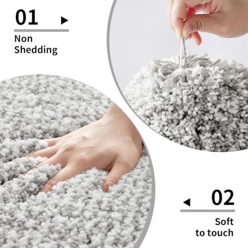 Disolla Grey & White Bathroom Runner Rug 24x59, Soft Plush Large Bath Mat - Image 4