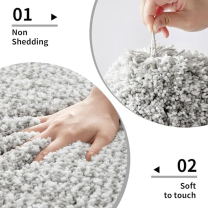 Disolla Grey & White Bathroom Runner Rug 24x59, Soft Plush Large Bath Mat - Image 4