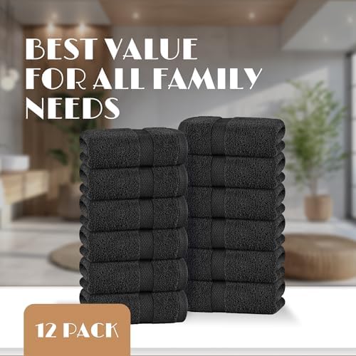Wealuxe Black Washcloths 12x12 Inch - Image 4