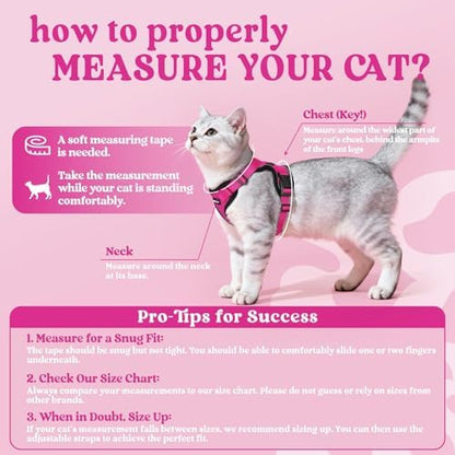 rabbitgoo Cat Harness and Leash Set, Escape Proof Vest, Rose Red - Image 2
