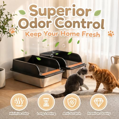 Jotesnew 2 Pack Small Stainless Steel Cat Litter Boxes - Image 2