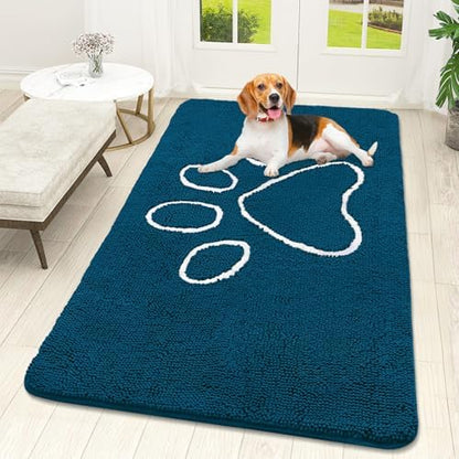 OLANLY Dog Door Mat for Muddy Paws 59x32, Paw Print Design Chenille Mud Mat by OLANLY