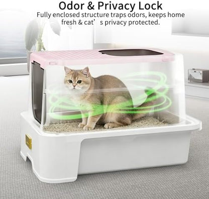 RIZZARI Pink Cat Litter Box: Covered Top Entry - Image 5