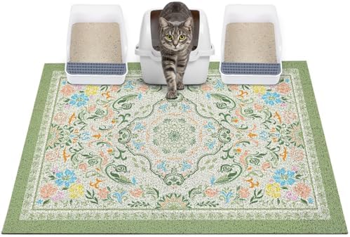 Glittme Cat Litter Mat with Non-Slip Bottom Litter Box Mat 40"X30" Litter by Glittme