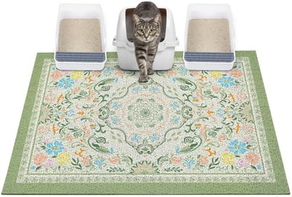 Glittme Cat Litter Mat with Non-Slip Bottom Litter Box Mat 40"X30" Litter by Glittme