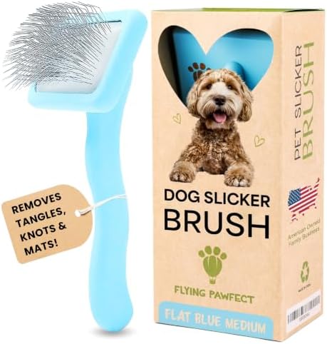 Pet Slicker Brush With Soft Massage Grooming Stainless Steel Pins by FlyingPawfect