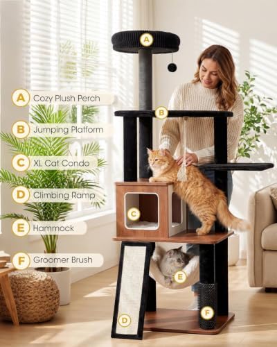 61" Modern Cat Tree, Tall Cat Tower - Image 2