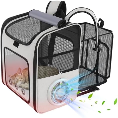 Cat Backpack Carrier with Cooling Fan & Heating Pad up to 18 lbs by TTPet