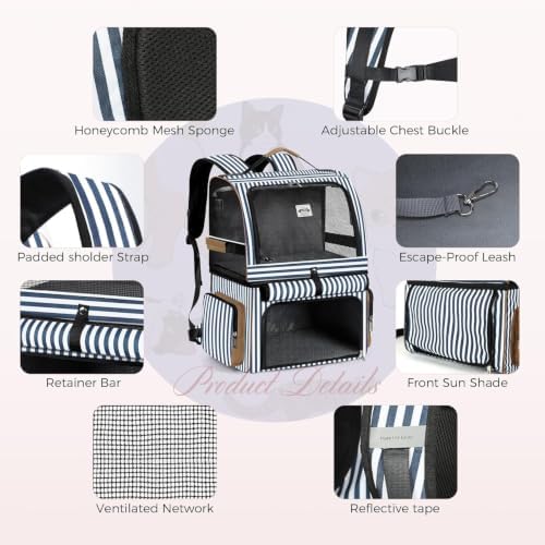 Double Cat Backpack Carrier for 2 Cats, Double-Compartment Pet Carrier Backpack - Image 7