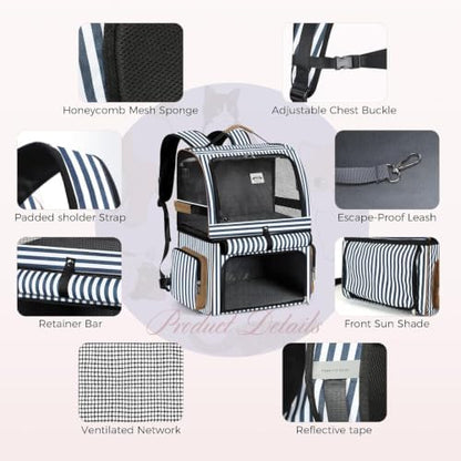 Double Cat Backpack Carrier for 2 Cats, Double-Compartment Pet Carrier Backpack - Image 7
