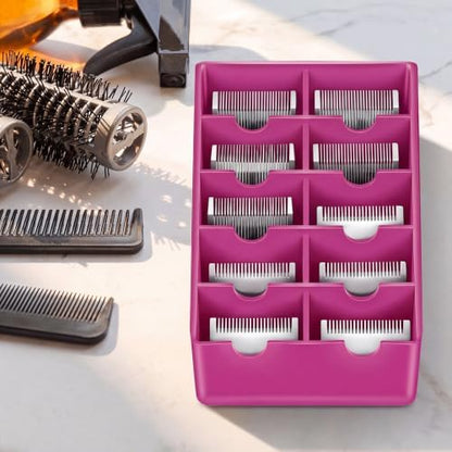 1 Pack Pink Clipper Blade Holder 10 Slot Clipper Razor Blade Rack Storage Tray - Image 6
