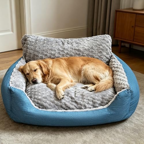 47" XL Dog Bed for Extra Large Dogs Up to 99 lbs, Memory Foam Bolster Sofa by NOFKYNOXA