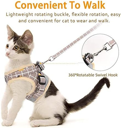 Cat Harness and Leash Set, Escape Proof Harness Khaki-Pattern XS - Image 3