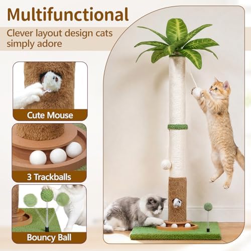 35" Tall Palm Tree Cat Scratching Post Vertical - Image 3