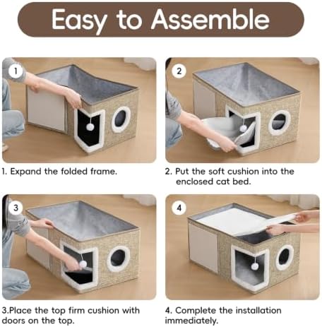 Extra-Wide Cat Houses for Indoor Cats, Large Cat Cave Bed - Image 6