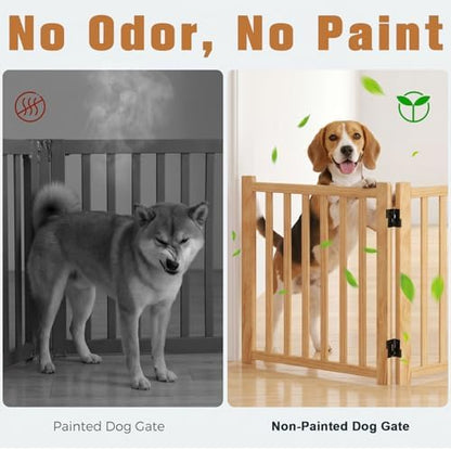 YOCAN Non-Painted Wooden Freestanding Dog Gates -4 Panel H:23” - Image 3