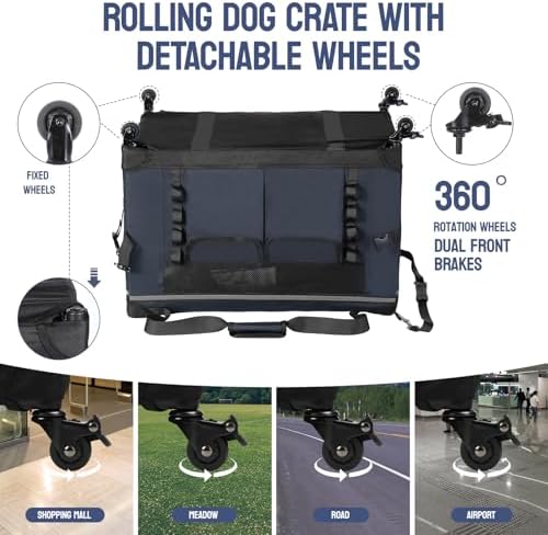 PEGIC 24" Collapsible Rolling Dog Crate - Image 4