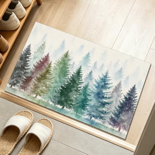 Giwawa Pine Tree Bath Rug Natural Forest Fog Washable Bathtub Mat Non Slip - Image 2