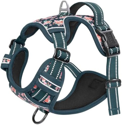 HEELE Dog Harness, Reflective, No Pull No Choke, Flower Blackish Green - Image 6