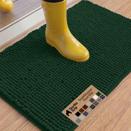 GORILLA GRIP SoakSTOPPER Dog Door Mat, Machine Wash and Dry, 36x24 Green by GorillaGrip