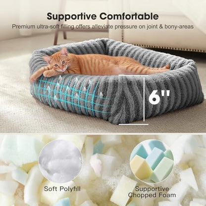 MIXJOY Dog Beds for Small Dogs Cats, Soft Cat Bed for Indoor Cats, Rectangle - Image 2