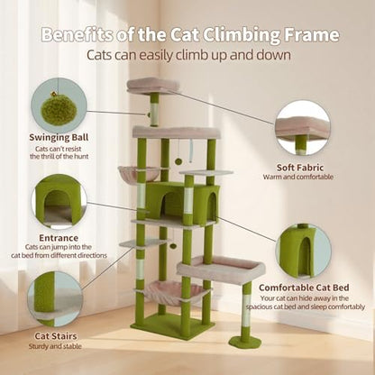 77.5 Inch Cat Tree with Bed, Observation Deck, Plush Platform & Toy Ball - Image 3