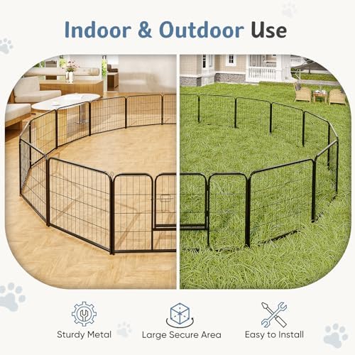 DUMOS Dog Playpen 32 Inch 40 Panels Indoor Outdoor Metal Pet Fence - Image 4