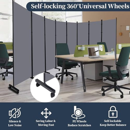 Room Divider 6 Panel-176''Wide Folding Privacy Screen, Large Partition Wall - Image 5