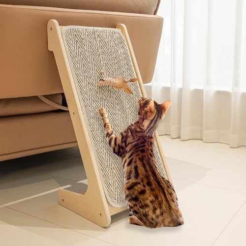 PETKARAY Cat Scratcher, Sisal Cat Scratching Ramp, L Shape Scratch Board by PETKARAY