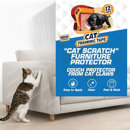 Panther Armor Cat Scratch Furniture Protector, 12 Double-Sided Tape Sheets by PantherArmor