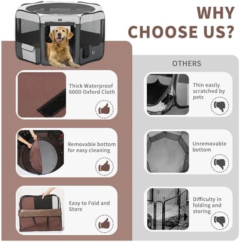 DONORO Dog Playpen Portable Pet Play Pens - Image 6