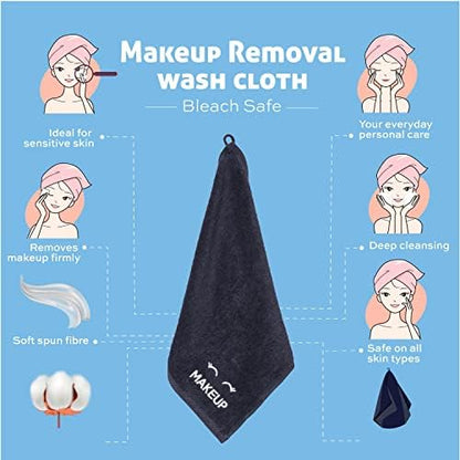 White Classic Bleach Safe Black Makeup Washcloths - Image 6