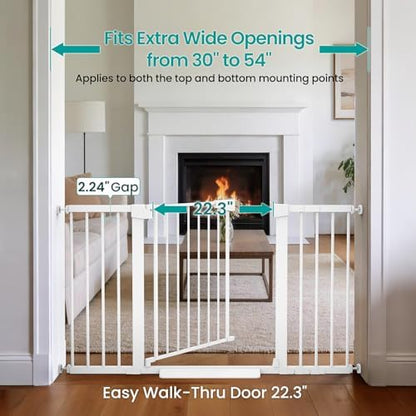 Cumbor 2 Pack 30-54" Baby Gate for Stairs, Auto Close Dog Gate Indoor White - Image 3